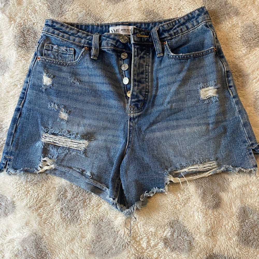 YMI Women's Ripped Blue Jean Shorts